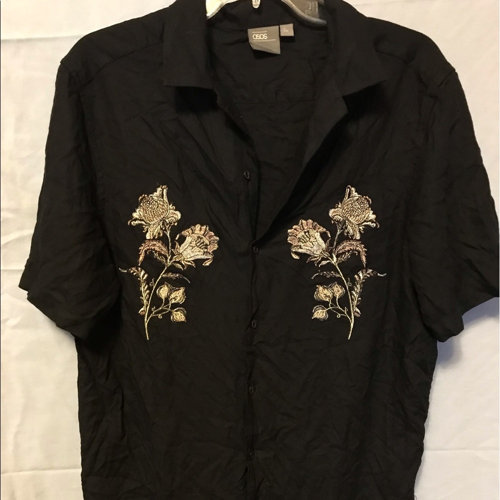 ASOS Regular Fit Viscose Shirt w/Reverse Collar